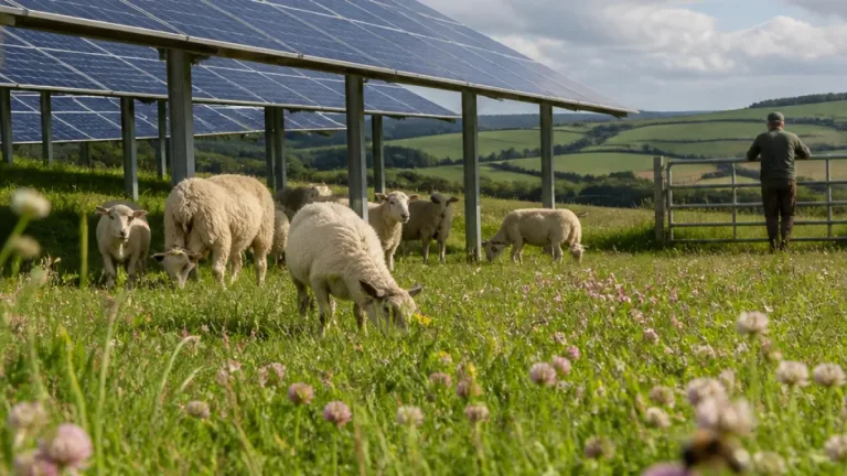 Sheep at solar farms boost beneficial insects by 38% at low stocking rates
